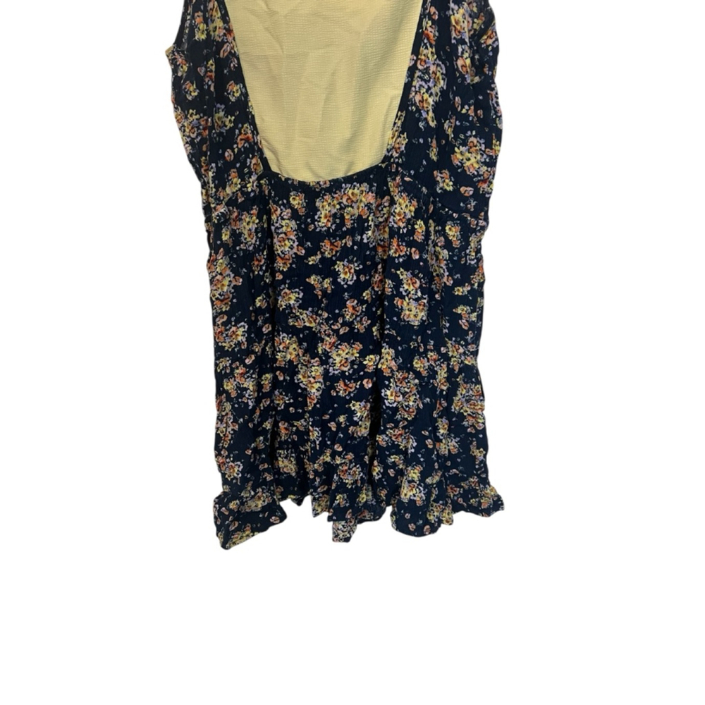 Pink Rose Navy Floral Spaghetti Strap Mini Dress Size Large Boho - Picture 7 of 12